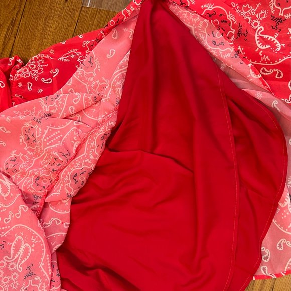 Made With Love Bandana Paisley Dress Womens Size M Red/White Lightweight Lined - Picture 11 of 13